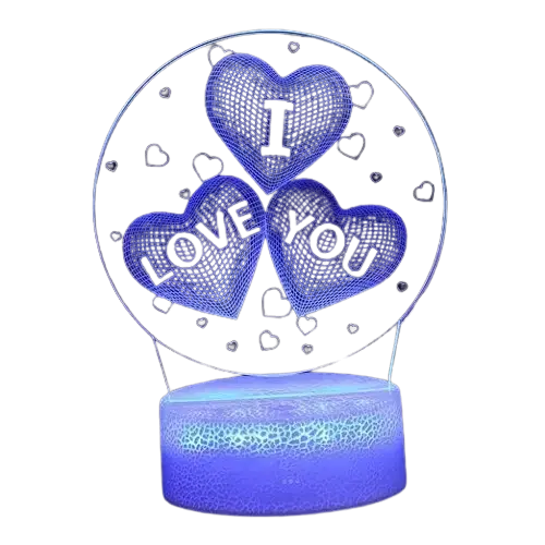 3D Нічник у формі серця з написом I Love You Приліжкова лампа LED 7 кольорів світіння