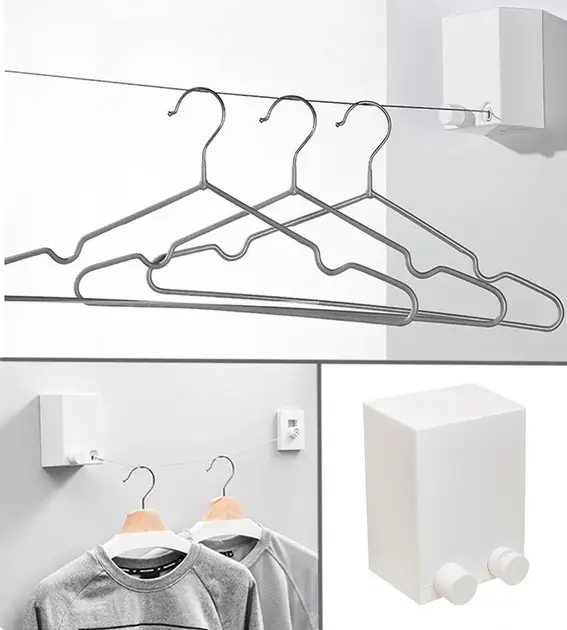 Сушарка для речей Japanese clothesline, Біла автоматична мотузка для білизни — настінна сушарка 4.2 м