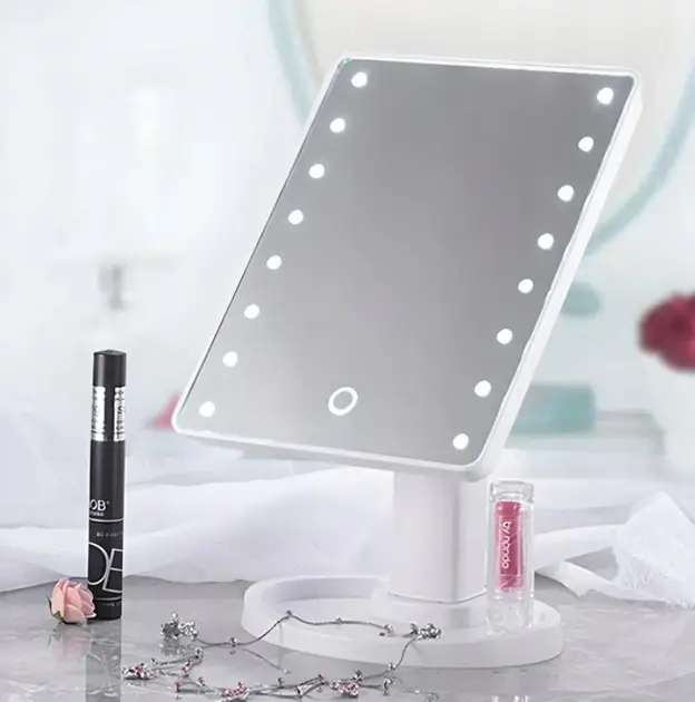 Настільне Дзеркало з підсвіткою Large 16LED Mirror для макіяжу Білий