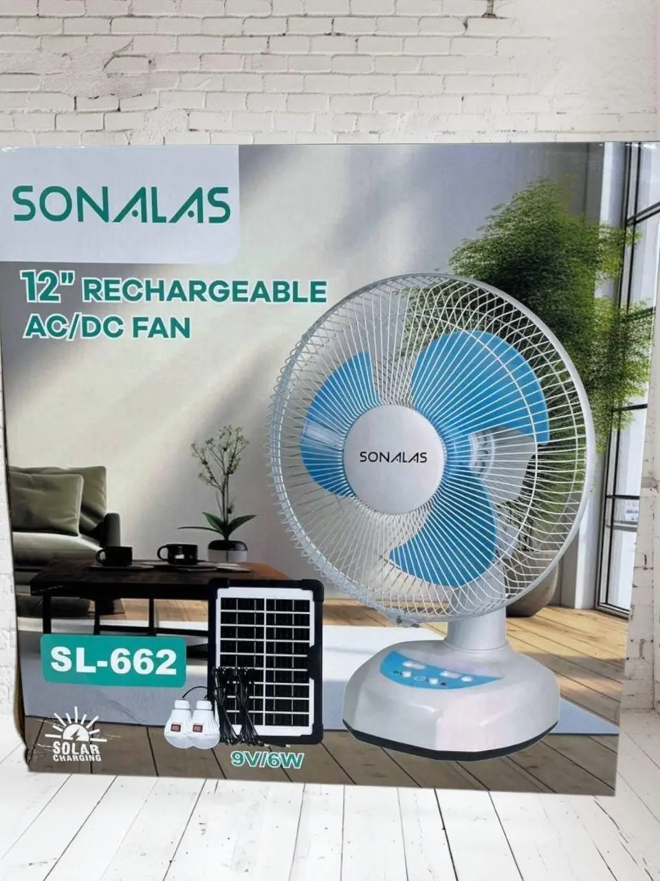 Портативний акумуляторний вентилятор із сонячною батареєю SONALAS SL-662