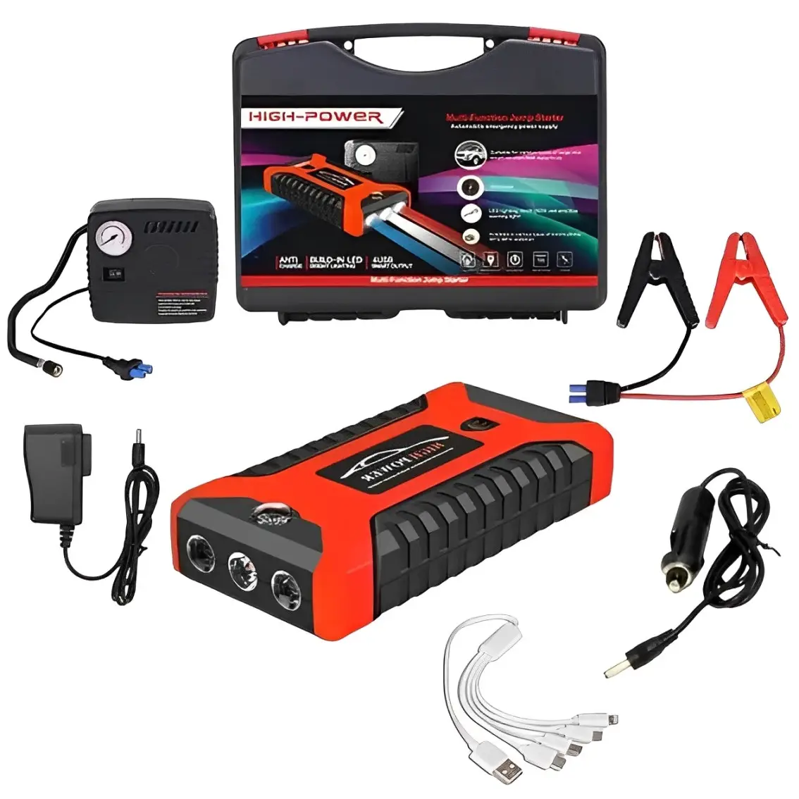 Пускозарядний пристрій 300/600A Jump Starter Pump з компресором 29B  99800 mAh