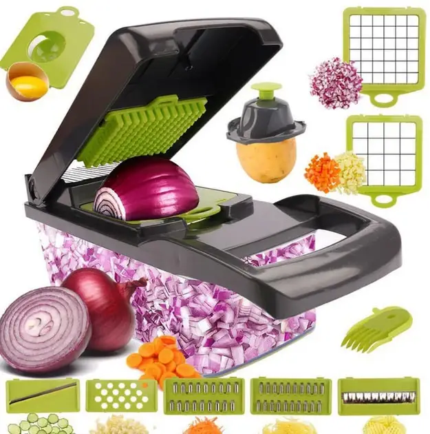 Ручний мультислайсер 14в1 Kitchen Ideas Veggie Slicer HA-347 багатофункціональне овочерізка з контейнером