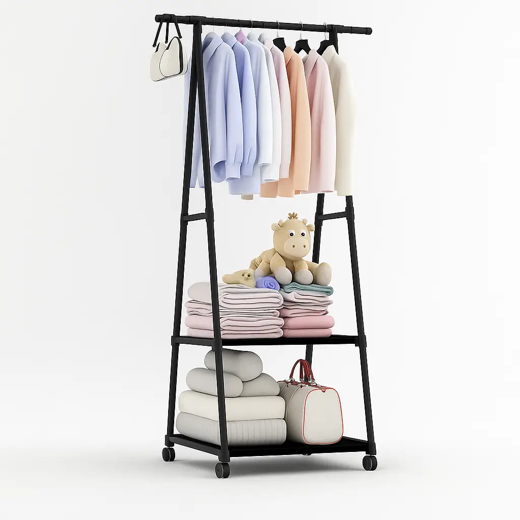 УЦІНКА! Пересувна підлогова вішалка для одягу THE NEW COAT RACK Чорний (Плохе паковання 3214)