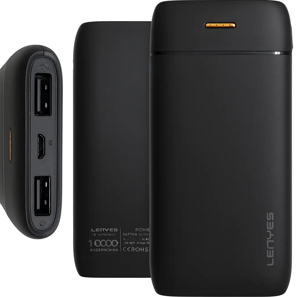 Повербанк LENYES PX167 10000 mAh з LED-індикатором і 2 USB, чорний