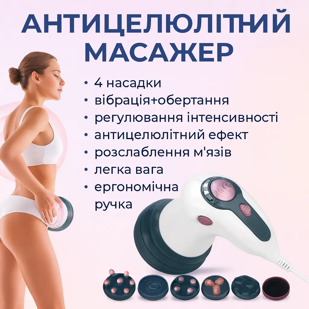 УЦІНКА! Інфрачервоний антицелюлітний масажер RETTER Body I — 3 насадки, вібрація + ІЧ-прогрів (Плоха упаковка 3360)