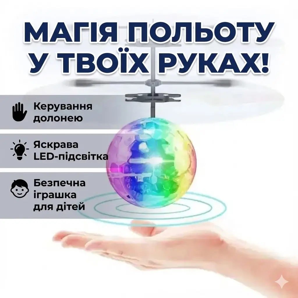 УЦІНКА! Іграшка літальна куля LED Flying Ball JM888, акумуляторна (Плохе паковання 3373)