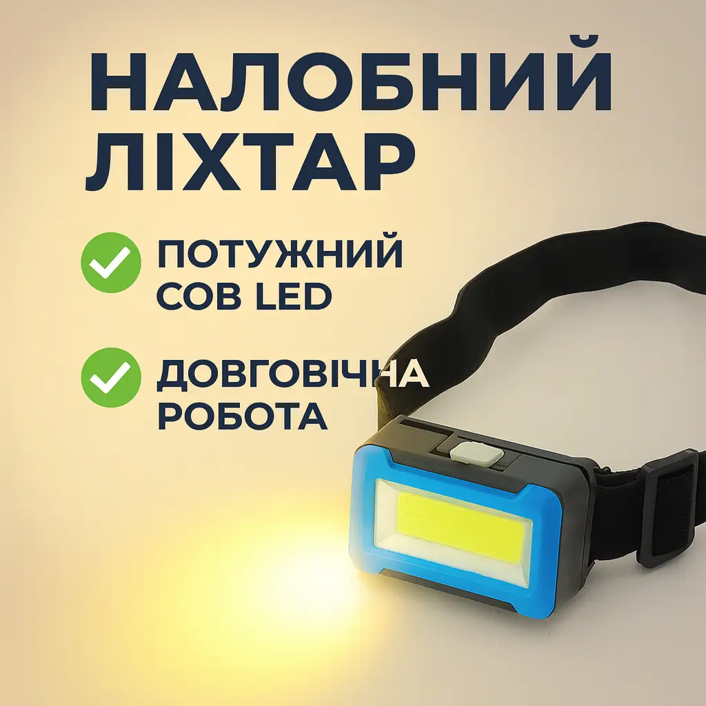 УЦІНКА! Налобний ліхтар 2068, світлодіодний, регульований кут, легкий ( Немає паковання 3387)