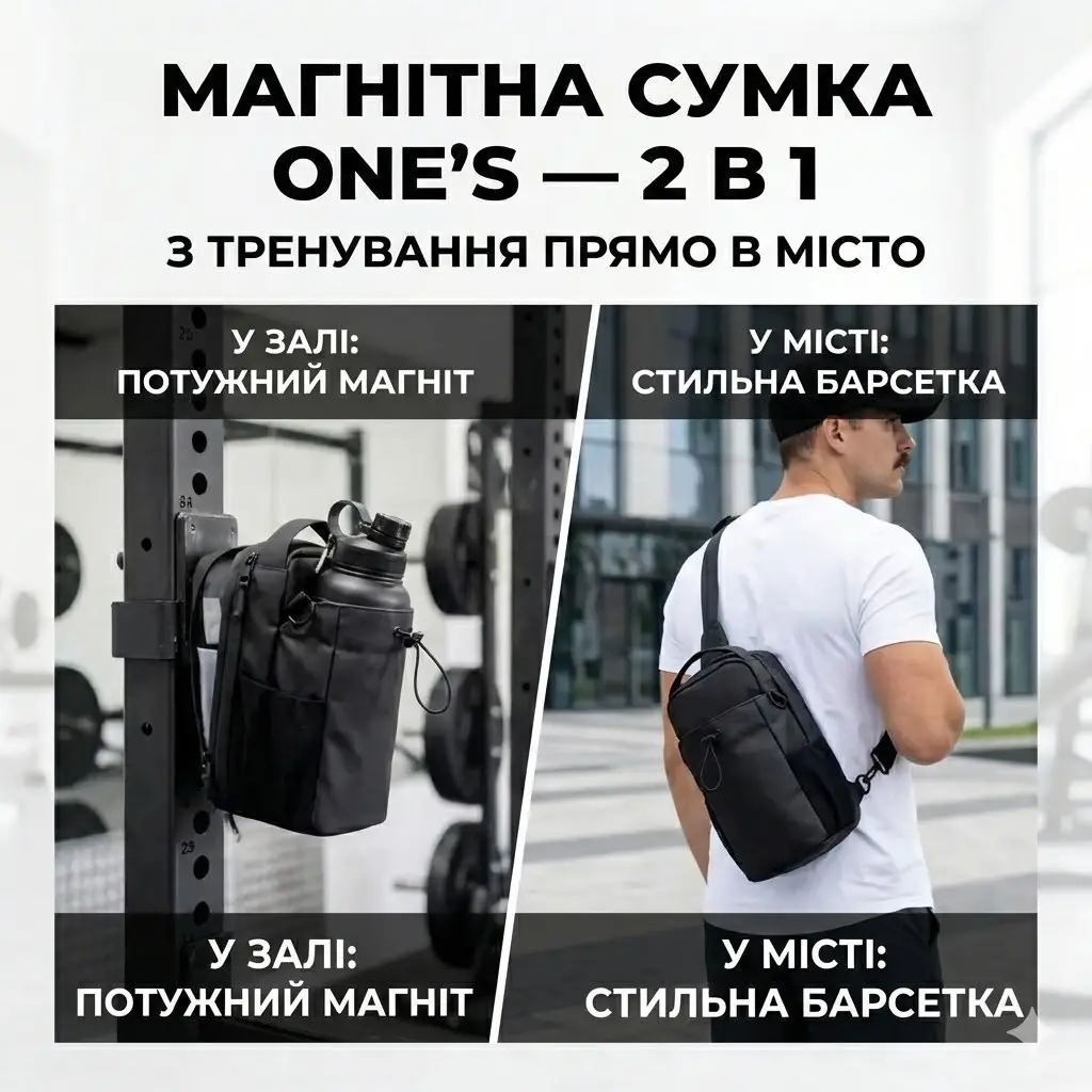 Магнітний підсумок для пляшки One's: спортивна сумка з магнітом для спортзалу та барсетка через плече
