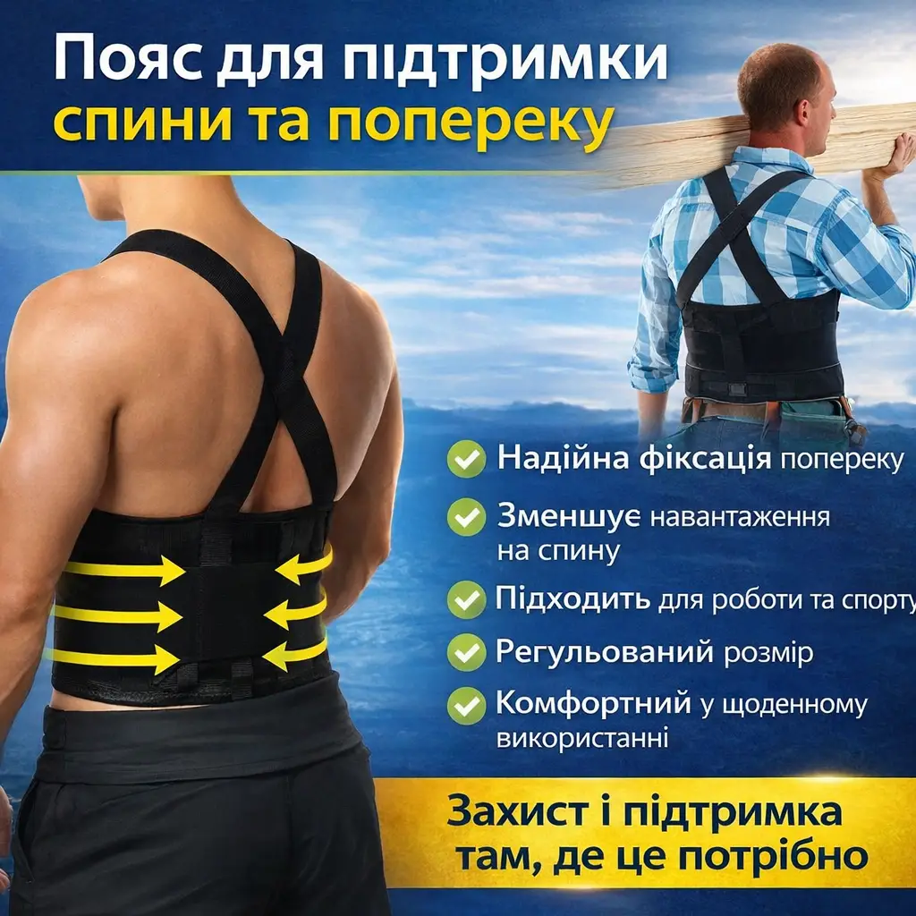 Ортопедичний пояс-ремінь для спини та попереку Belt XL-1619, що підтримує еластичний корсет із регулюванням, універсальний