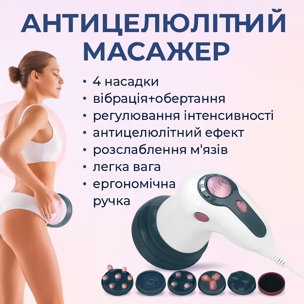 УЦІНКА! Інфрачервоний антицелюлітний масажер RETTER Body I — 3 насадки, вібрація + ІЧ-прогрів (Плоха упаковка 3360)