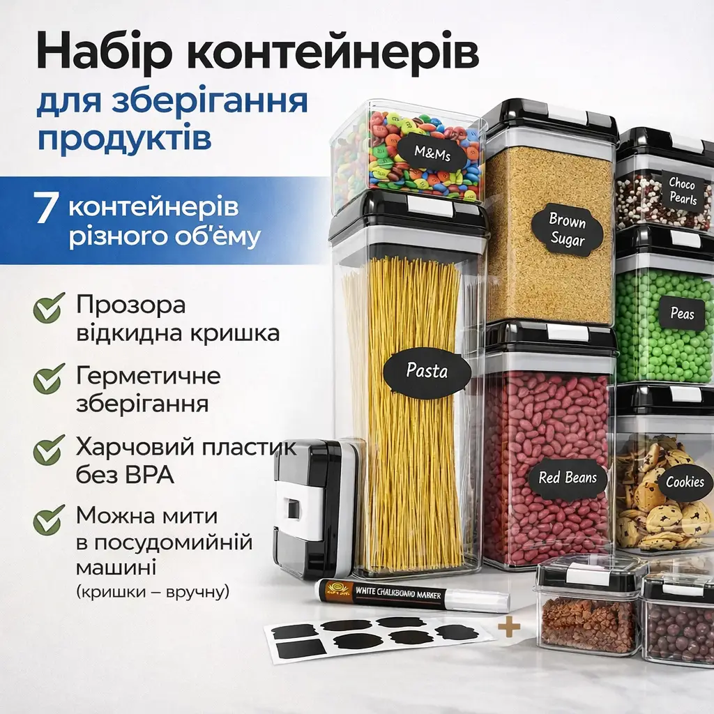 УЦІНКА! Набір контейнерів для їжі, 7 предметів (пошкоджено паковання, некомплект 3476)