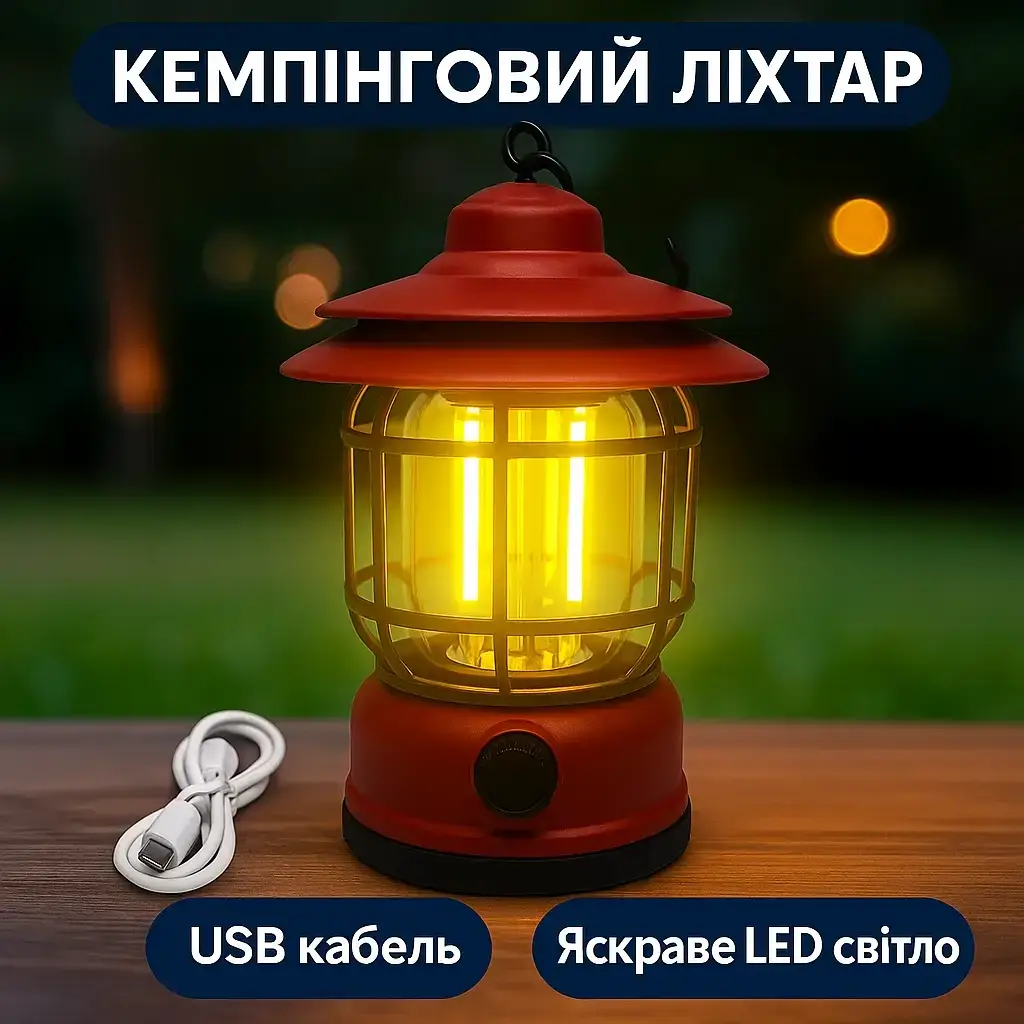 УЦІНКА! Кемпінговий акумуляторний ліхтар Camping Lamp 27S, 1200 мА·год, до 300 лм, червоний (Плохе паковання 3482)