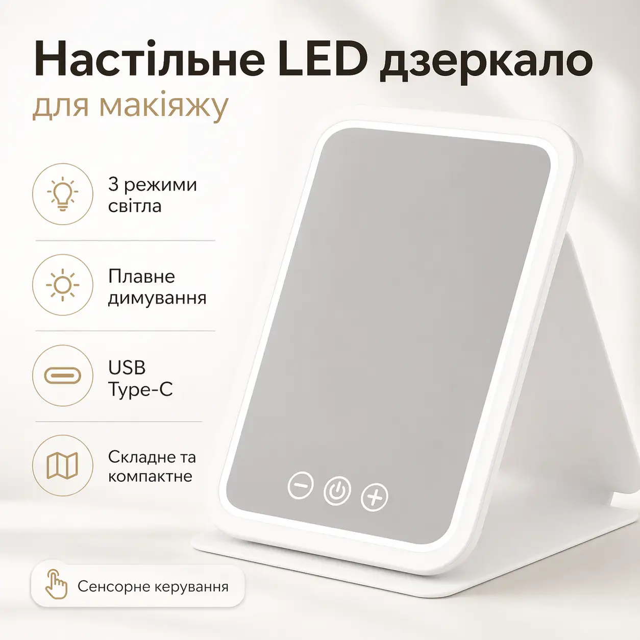 Дзеркало для макіяжу Lighted makeup mirror з LED підсвічуванням
