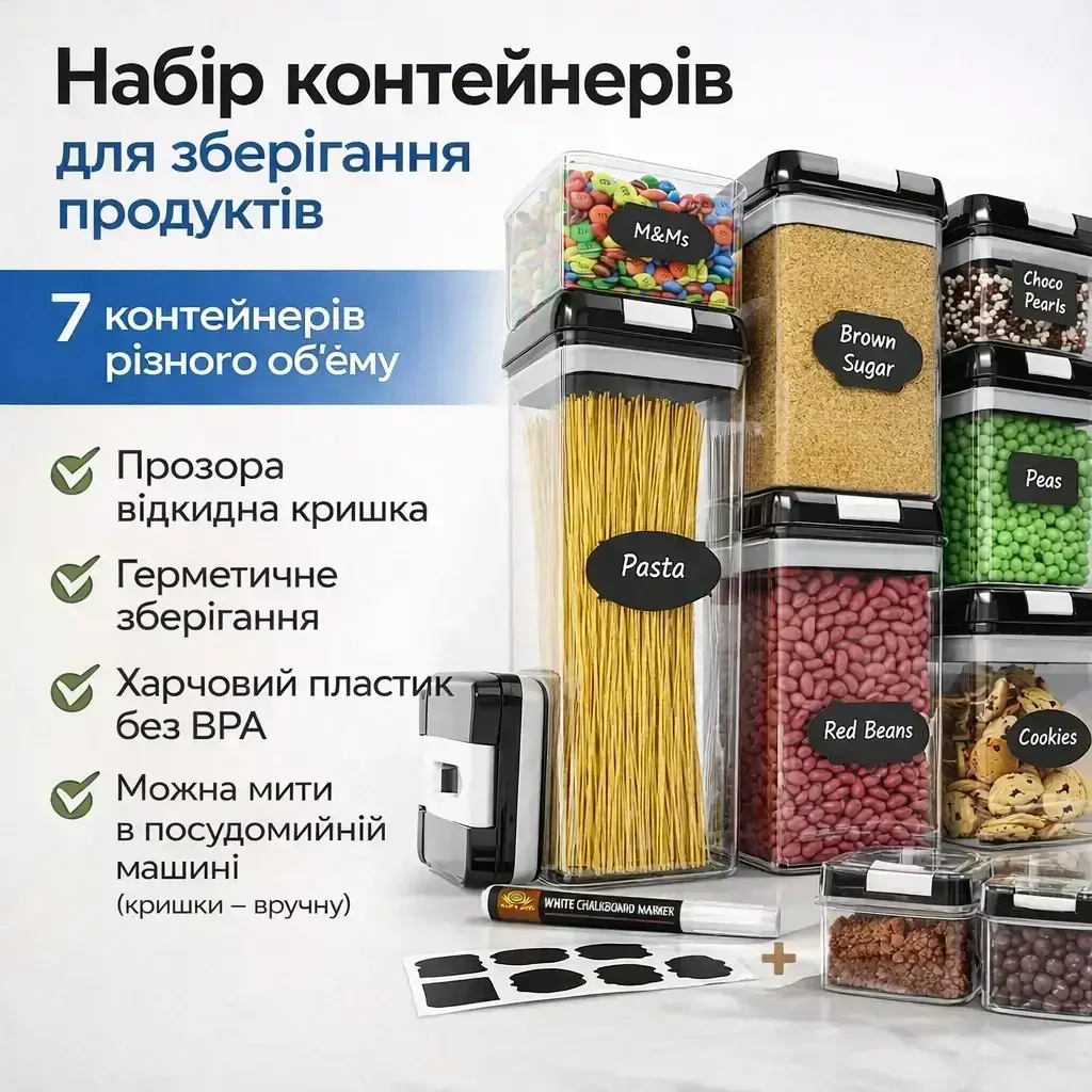 УЦІНКА! Набір контейнерів для їжі, 7 предметів (Пошкоджено паковання 3527)