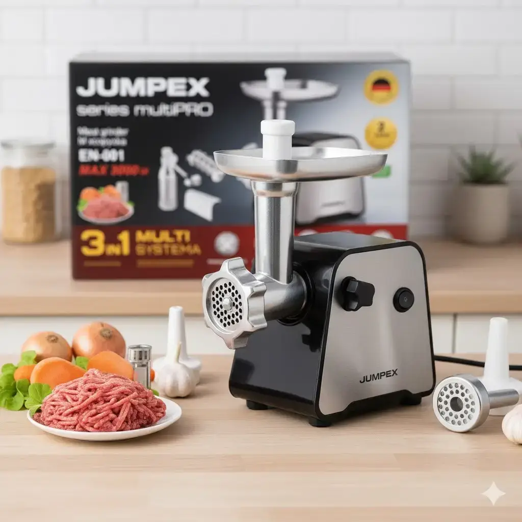 УЦІНКА! М'ясорубка 3 в 1 Jumpex Series Multi EN-001 3000 Вт (м'ясорубка + тирка + шатківниця) (Плохе паковання 3559)