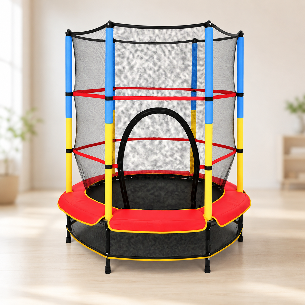Дитячий батут 140см JumpFit, з сіткою Trampoline-04 / Батут 6 опор, внутрішня сітка