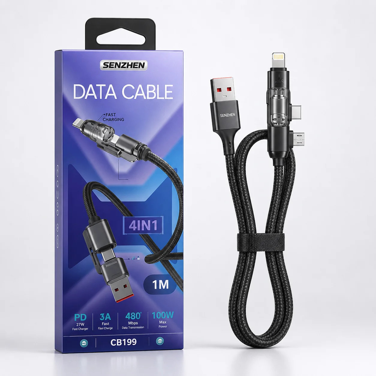 Кабель USB — Lightning 26X-197 1 м • Посилений зарядний кабель 26X-197 USB — Lightning для швидкого заряджання та передавання даних