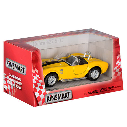 Дитяча колекційна машинка SHELBY COBRA KT5322W інерційна  Жовтий