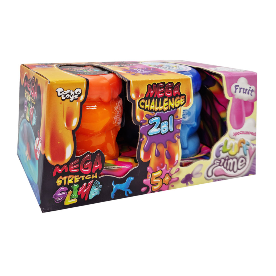В9;язка маса "2 в 1 "Mega Stretch Slime" та "Fluffy Slime" FLS-03-01U укр Помаранчево-блакитний