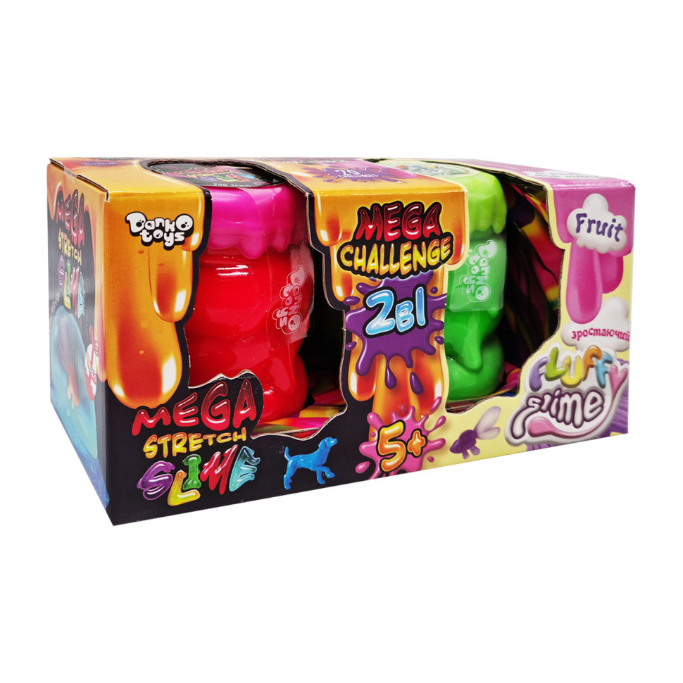 В9;язка маса "2 в 1 "Mega Stretch Slime" та "Fluffy Slime" FLS-03-01U укр Рожево-зелений