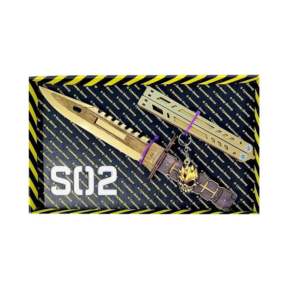 Набір ножів сувенірних дерев9;яних SO-2 "МЕТЕЛЬ LEGASY & M-9 BAYONET GOLD" SO2-2-B