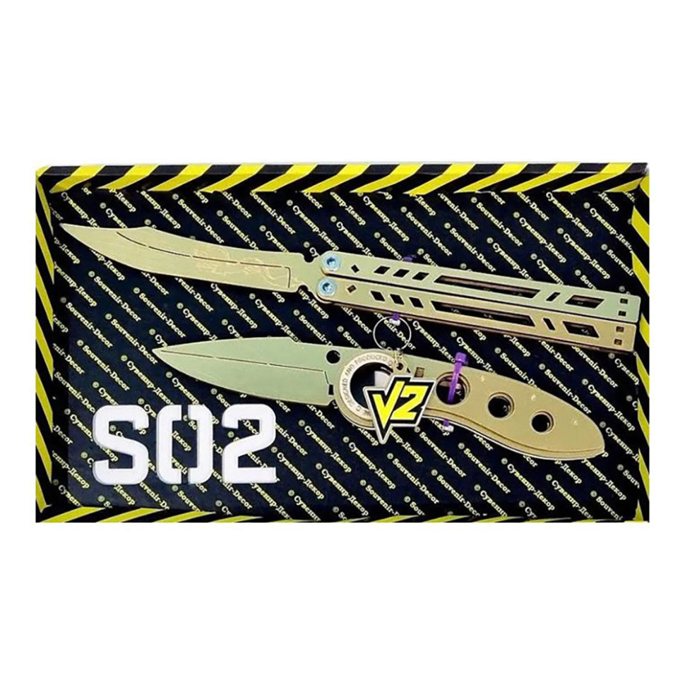 Набір ножів сувенірних дерев9;яних SO-2 "МЕТЕЛЬ LEGASY & ВИКИДУХ ФЛІП GOLD" SO2-6-B