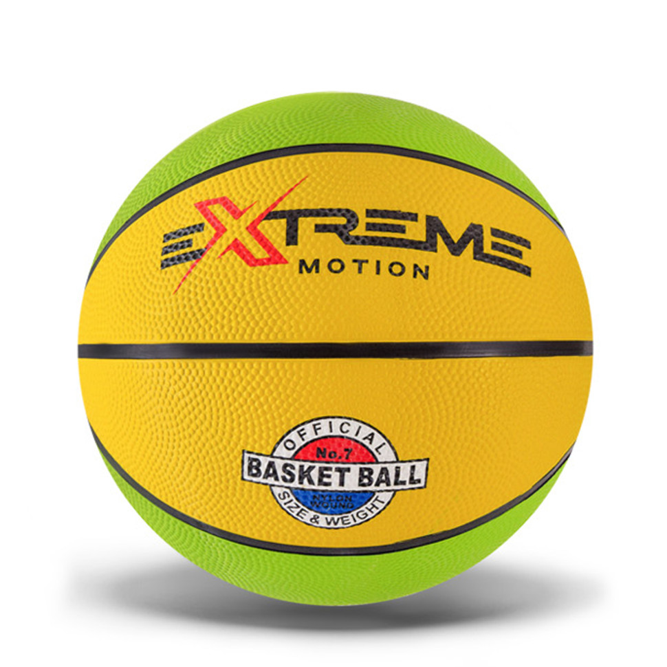 М9;яч баскетбольний Extreme Motion BB1485 № 7, 520 грам Зелено-жовтий
