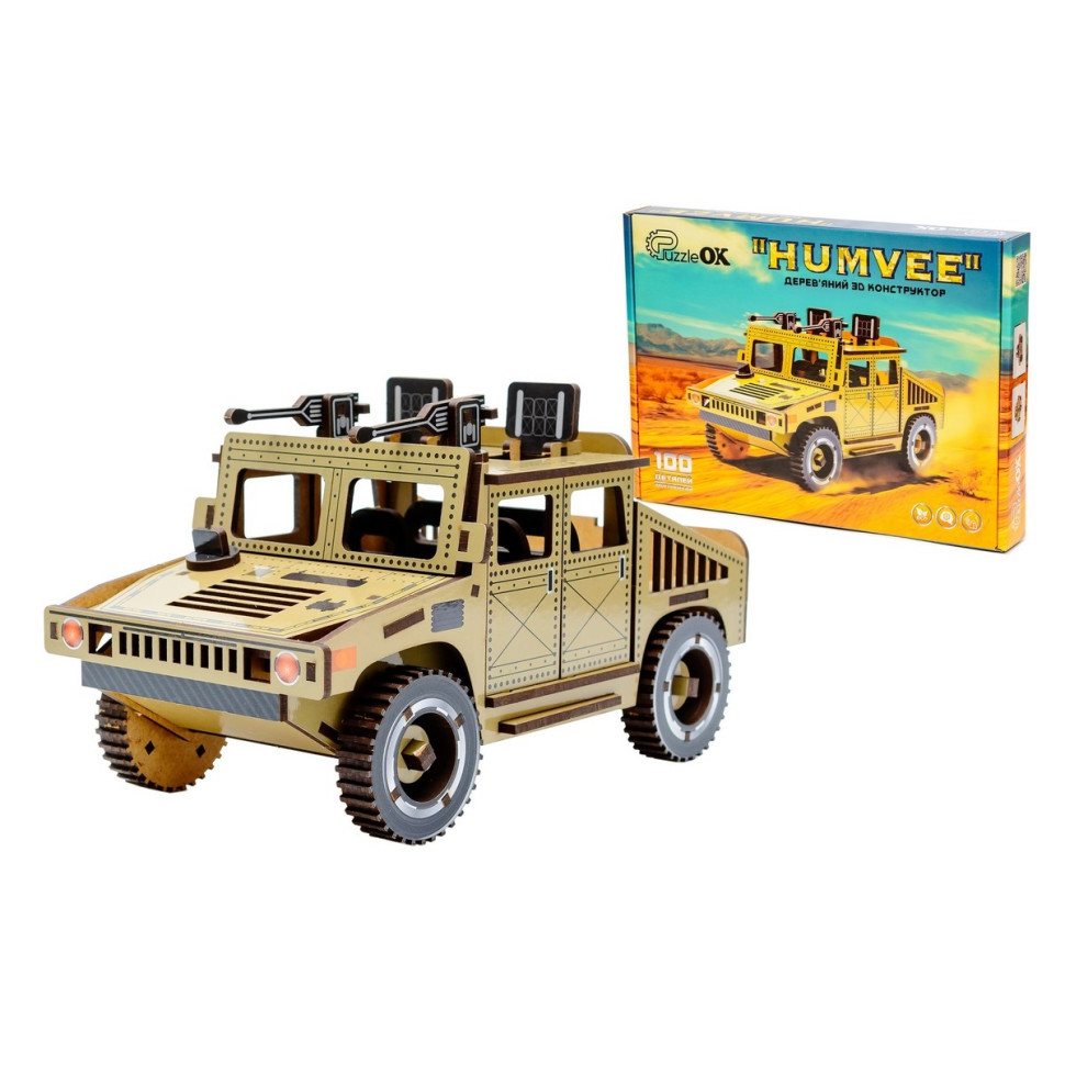 Дерев9;яний 3D конструктор "Humvee" Puz-00927, 100 деталей