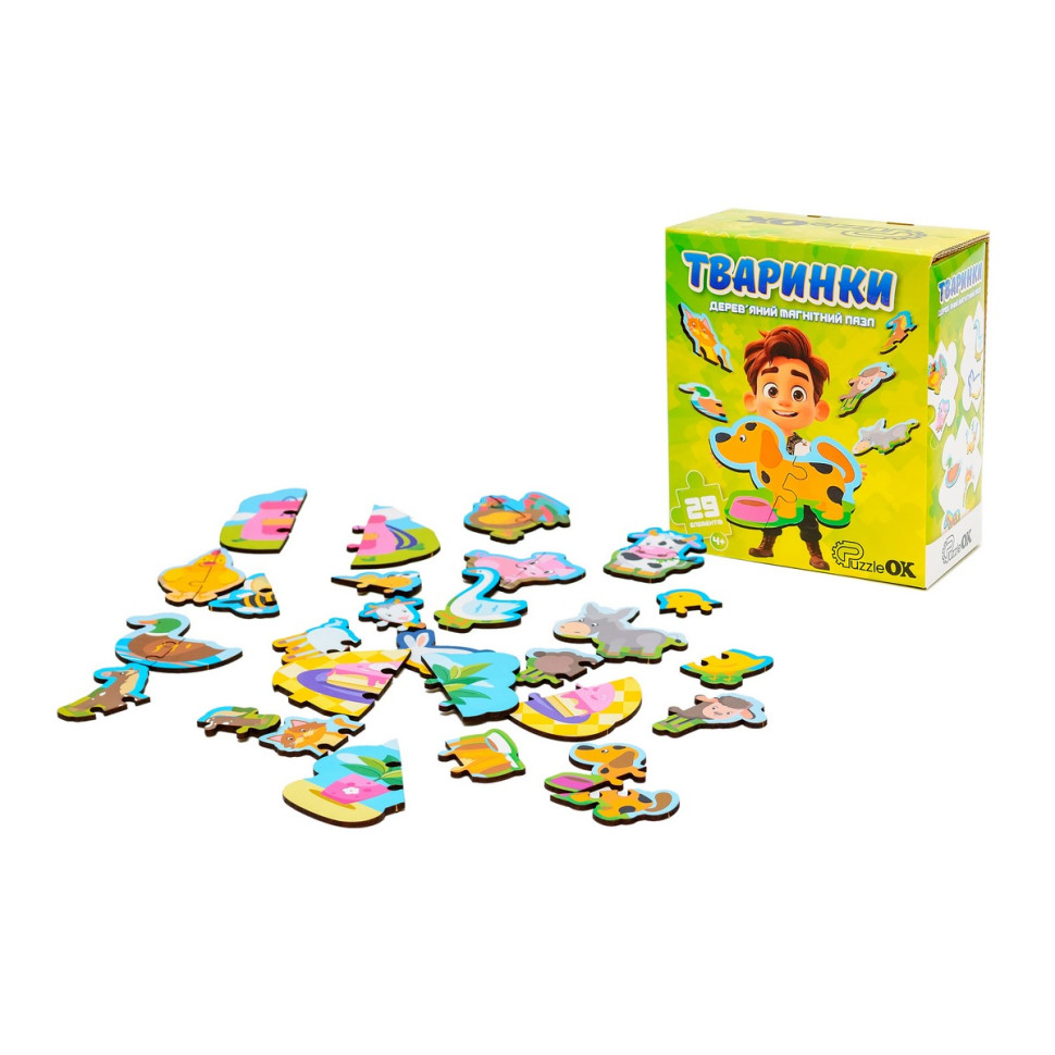Дерев9;яний магнітний пазл "Тваринки" Puz-22930, 35 елементів