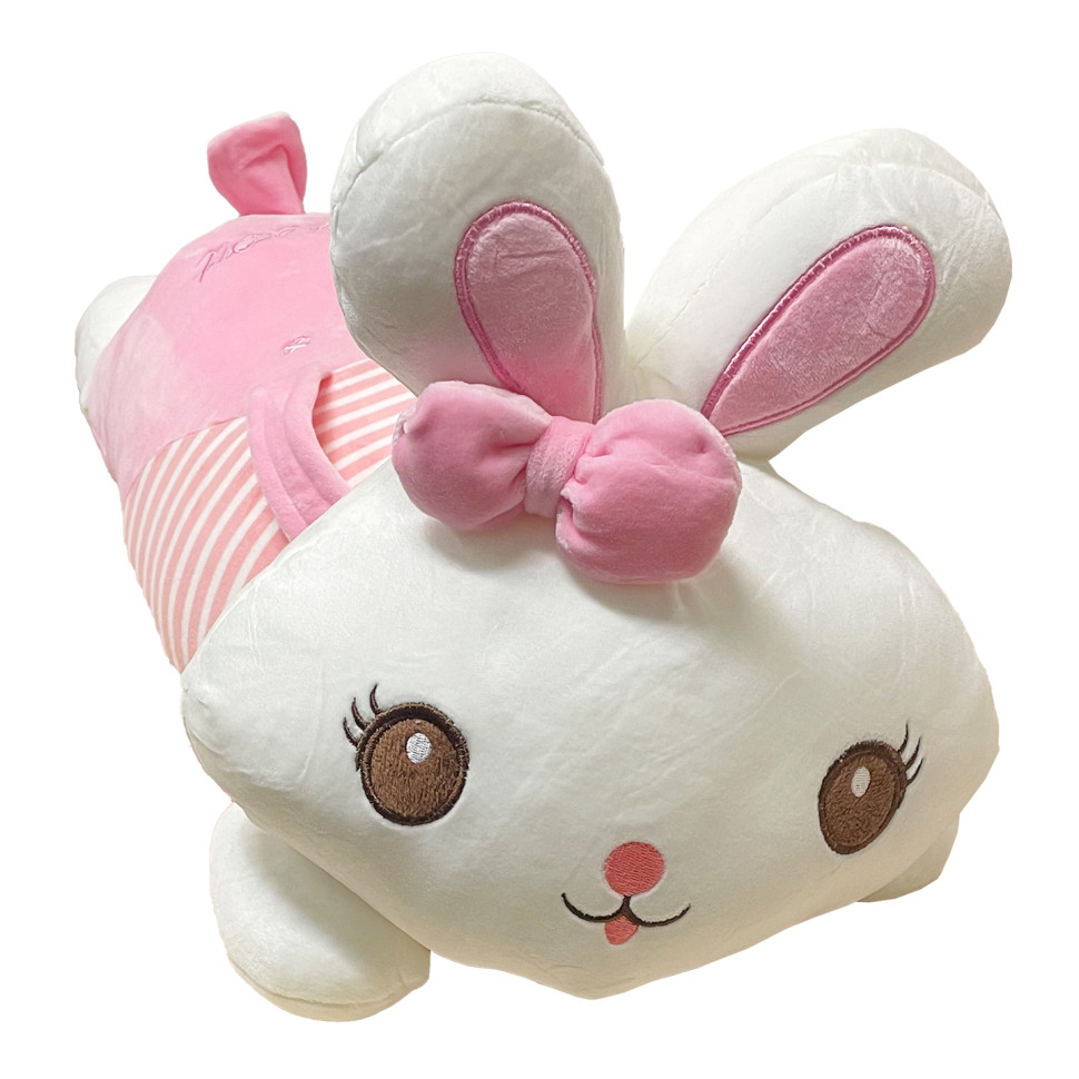Дитяча м9;яка іграшка "Зайка" L1122(Pink) іграшка з пледом, розмір 60 см