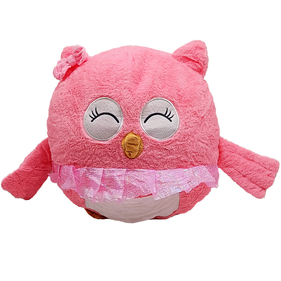 Дитяча м9;яка іграшка "Сова" L1127(Pink) іграшка з пледом, розмір 45 см
