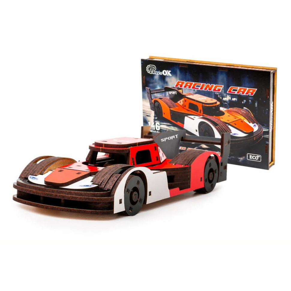Дерев9;яний 3D конструктор Racing Car Puz-01037, 146 деталей