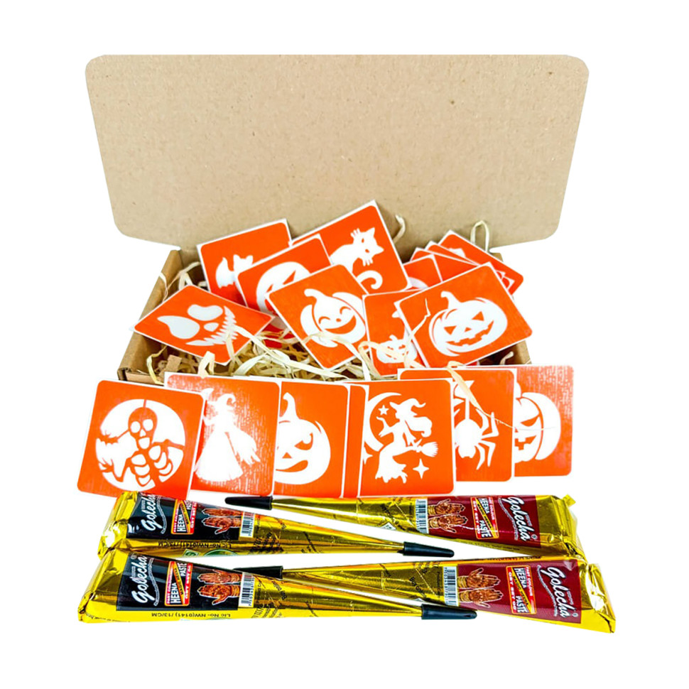 Набір для біо-тату "Хелловін - хна" set-halloween-henna 18 трафаретів 5х5 см