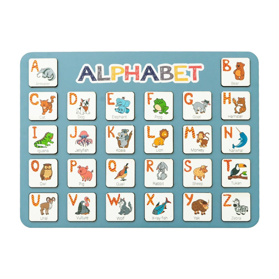 Дерев9;яна абетка-вкладиш англійська "ALPHABET" 3240-03-002 синя 29х39 см
