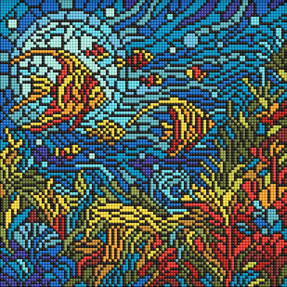 Алмазна мозаїка "Вітраж. Морський світ" AMO8324, 30х30 см