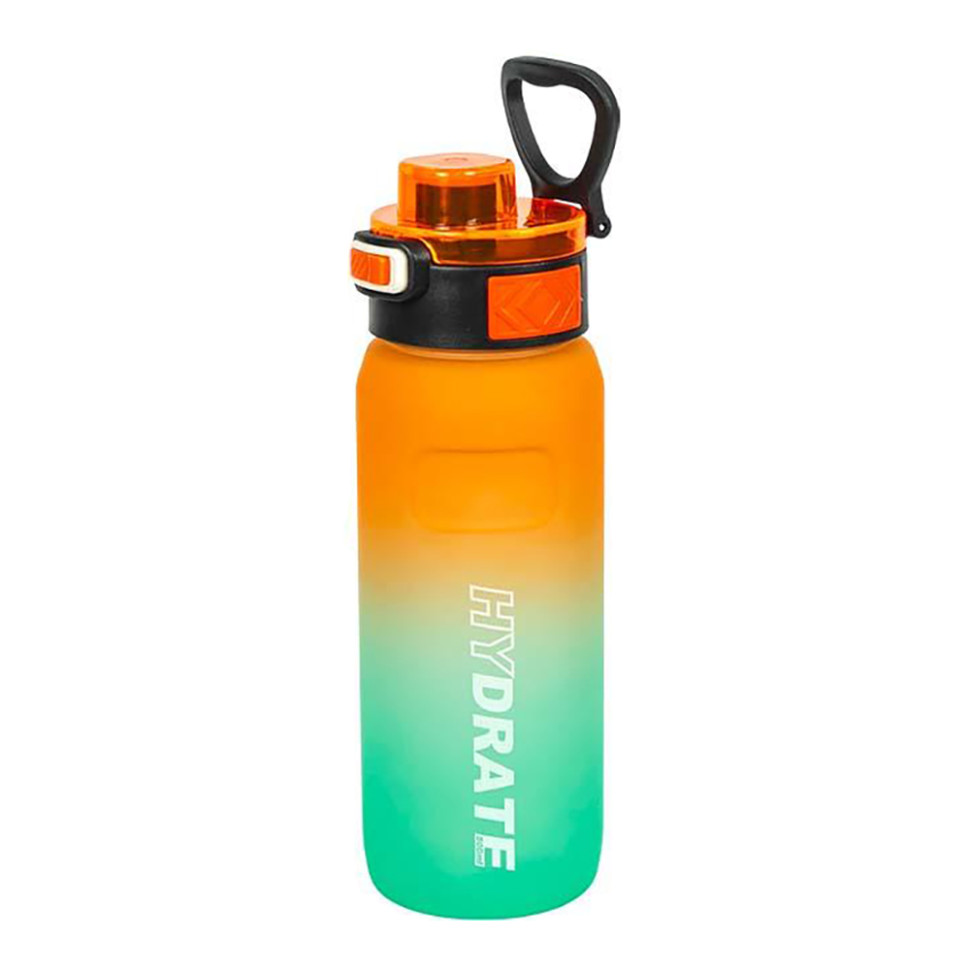 Пляшка для води 2501-SP(Orange-Turquoise) з поильником та кнопкою, 800 мл