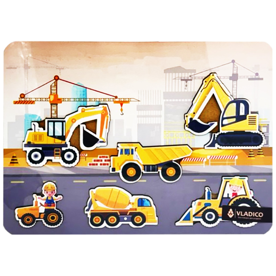 Дерев9;яний пазл-вкладиш "Будівельна техніка" 3240-05-004, 33х25 см
