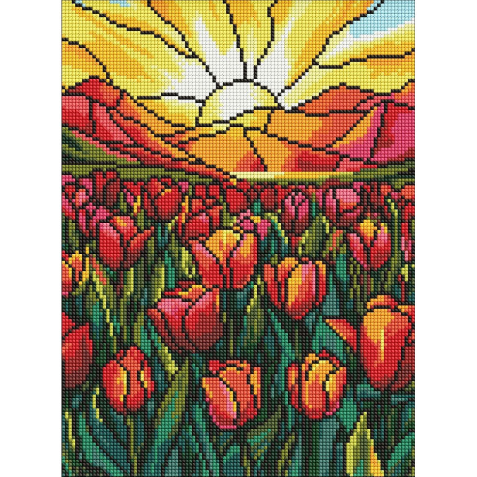 УЦІНКА! Алмазна мозаїка "Поле тюльпанів" ©art_selena_ua Ідейка AMO8066-UC, 30х40 см
