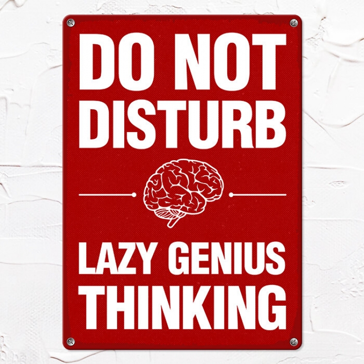 Табличка інтерєрна металева Do not disturb Lazy genius thinking
