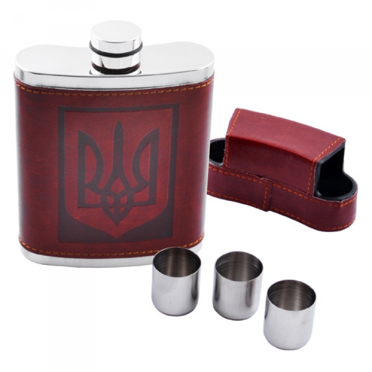 Фляга Герб Україна 10oz з чарками