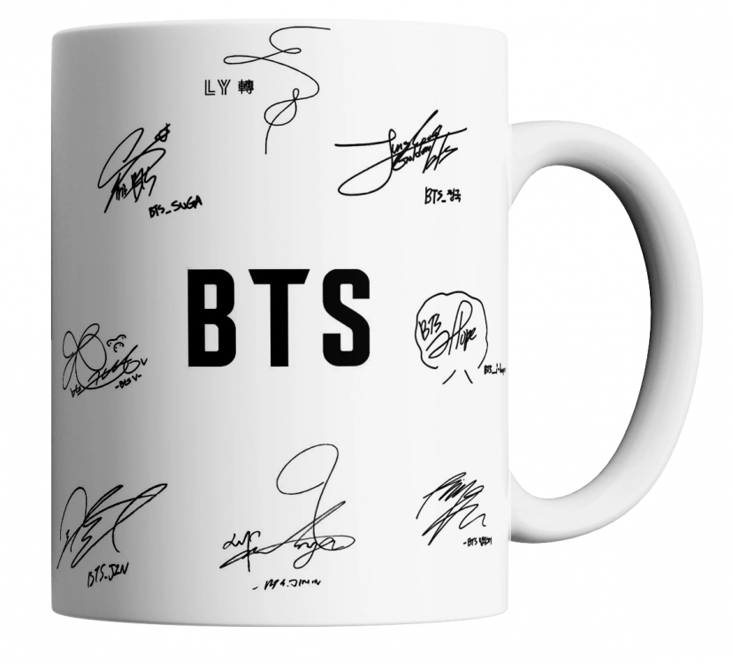 Чашка з принтом БТС з автографами , BTS