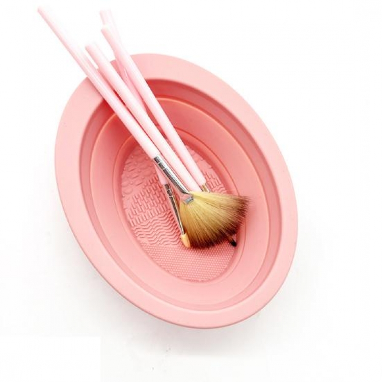Ванночка для миття пензликів макіяжу складна (рожевий)
