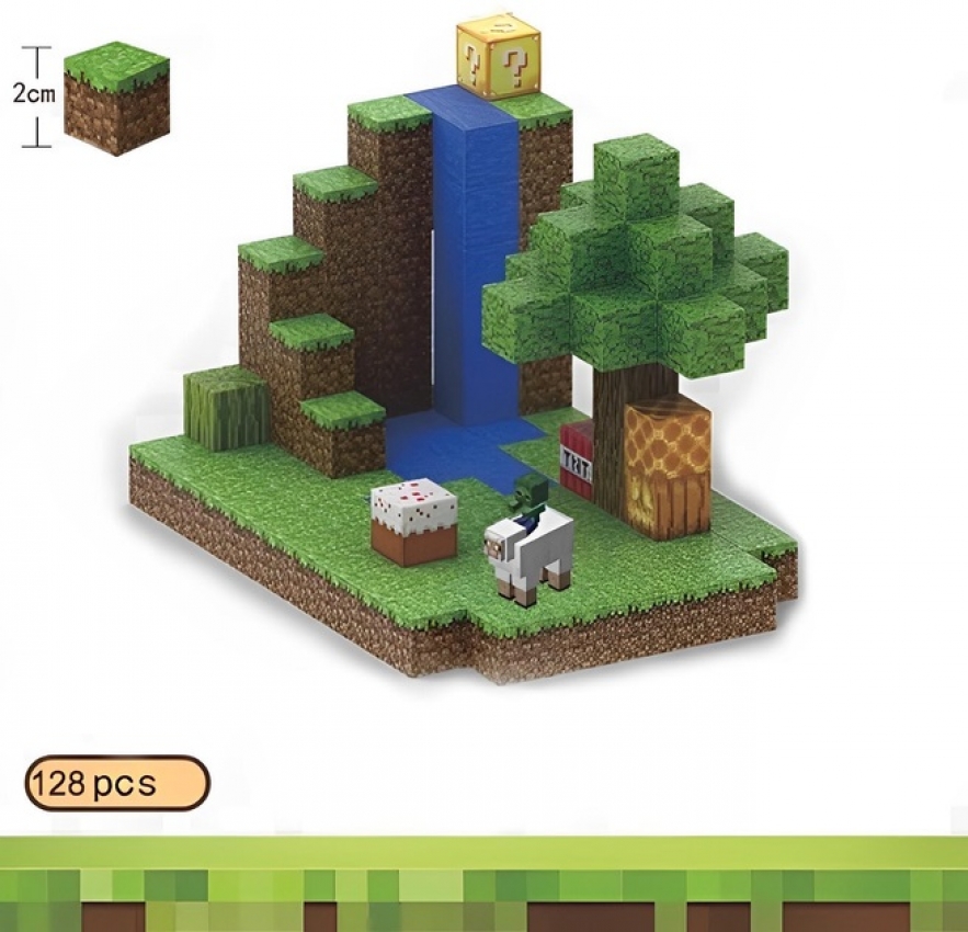 Магнітний конструктор Minecraft Водопад на 128 кубиків