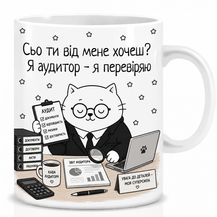 Оригінальна чашка з приколом Кіт аудитор