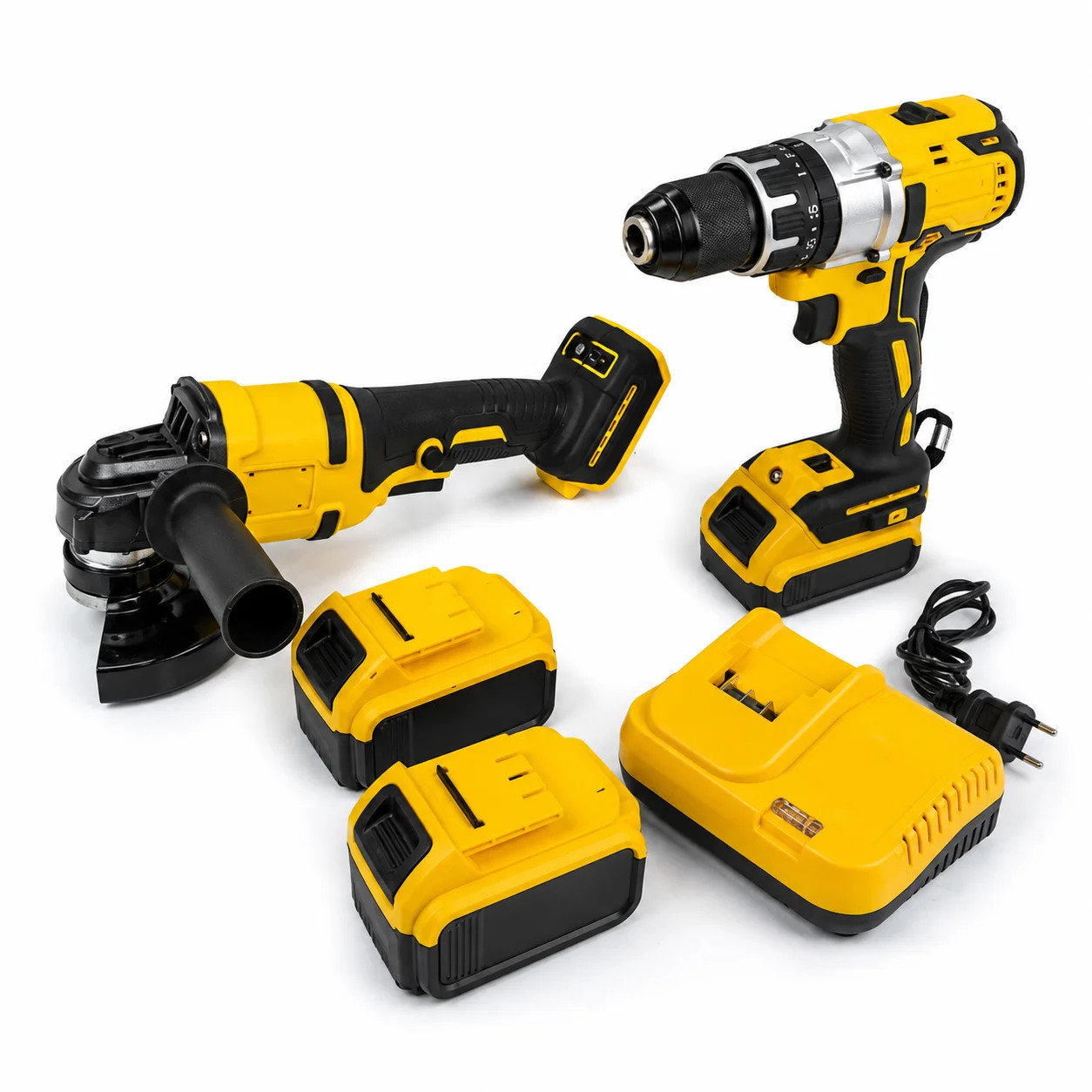Акумуляторний набір KRAFFTEC 48V 2в1 • Болгарка 125 мм і шуруповерт KRAFFTEC з 2 акумуляторами в кейсі