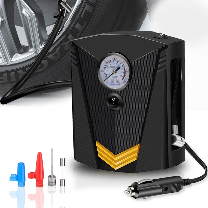 Автомобільний компресор 12 В для накачування шин до 150 PSI з манометром та LED-підсвічуванням