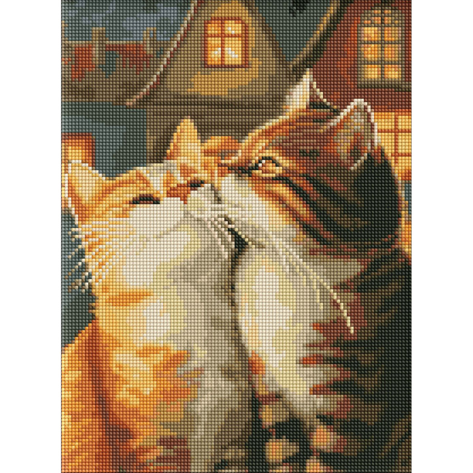 Алмазна мозаїка "Закохані котики" AMO8173, 30x40 см