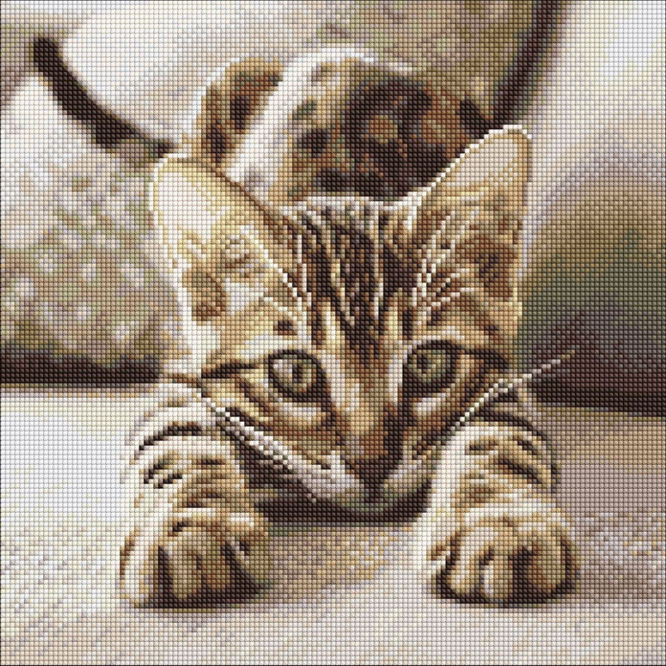 Алмазна мозаїка "Грайливе кошеня" ©art_selena_ua AMO20280, 40х40см