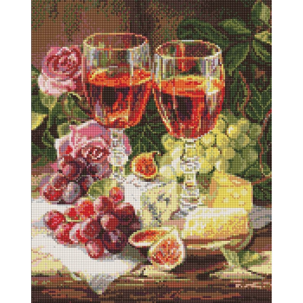 Алмазна мозаїка "Натюрморт з інжиром та вином" ©art_selena_ua AMO20289, 40х50 см
