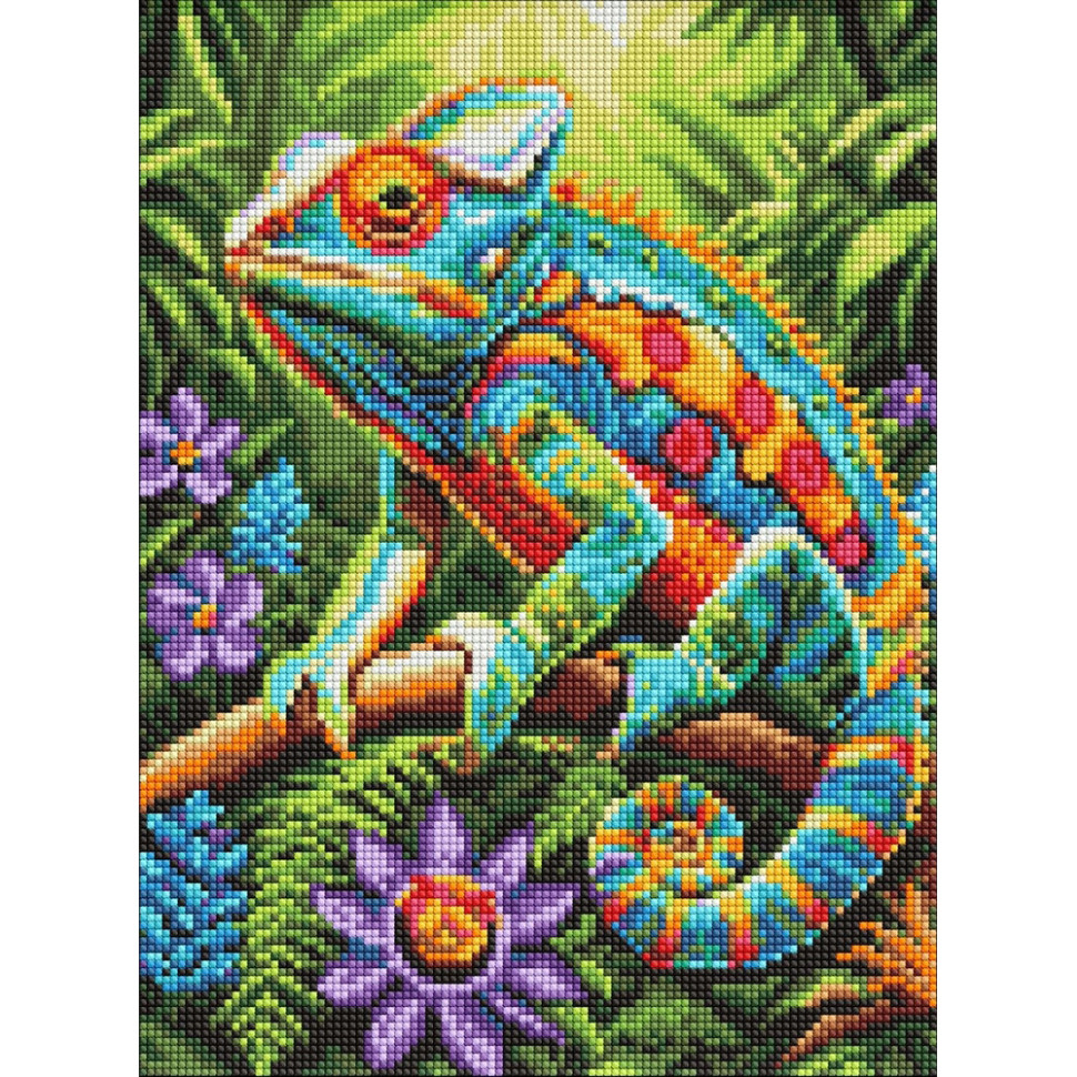 Алмазна мозаїка "Барвистий лісовий хамелеон" ©art_selena_ua AMO20457, 30х40 см